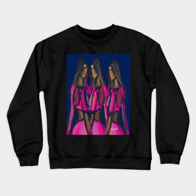 Girls in Pink Crewneck Sweatshirt by sukhpalgrewal